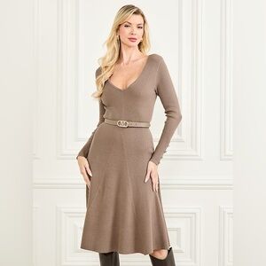 Guess by Marciano Taupe Long Sleeve Dress